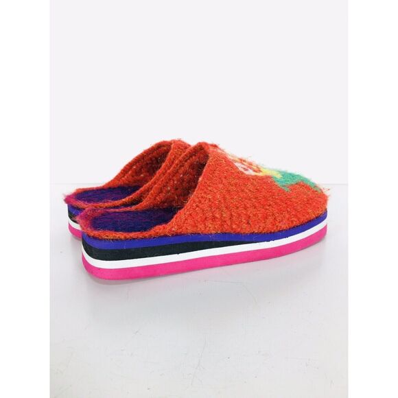 Red Knit Crochet Closed Toe Vintage Y2K 90s Platform Slippers Size 8 - Picture 5 of 11